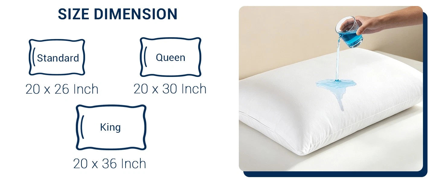 Waterproof Pillow Protector Cover – Zippered, Noiseless & Breathable 4x24