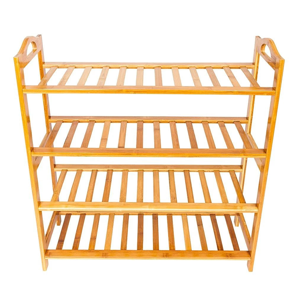 4-Tier Bamboo Shoe Rack – Space-Saving Storage Organizer for Entryway, Closet & Living Room