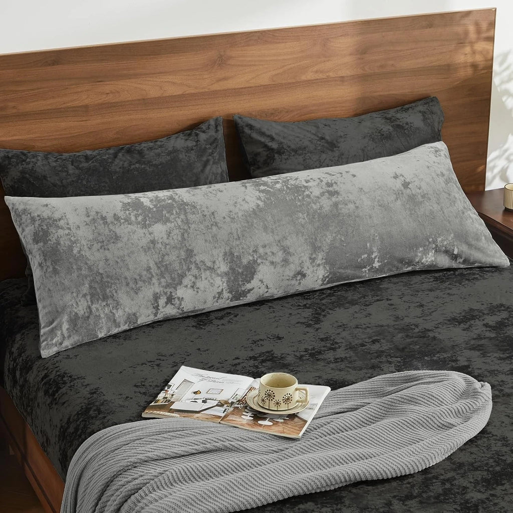 Luxury Velvet Body Pillow Case Zipper Solid Color Cover 4x24