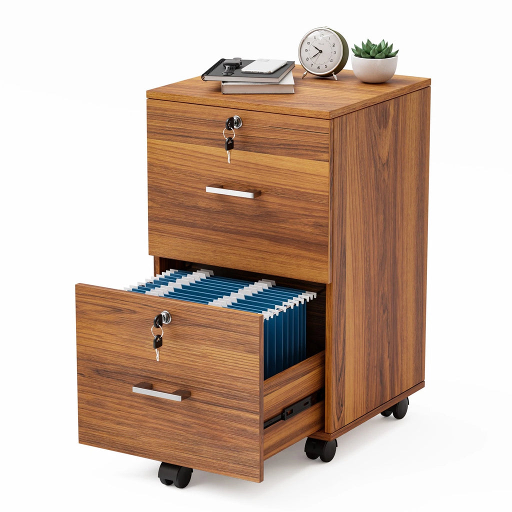 Mobile Lateral File Cabinet 2-Drawer Wood Home Office Craft Room