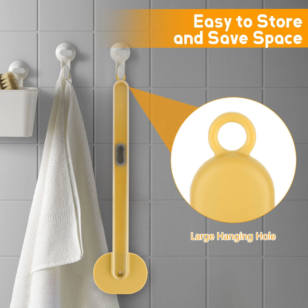 Back Scrubber Long Handle Bath Brush Liquid Soap Dispenser Body Exfoliator