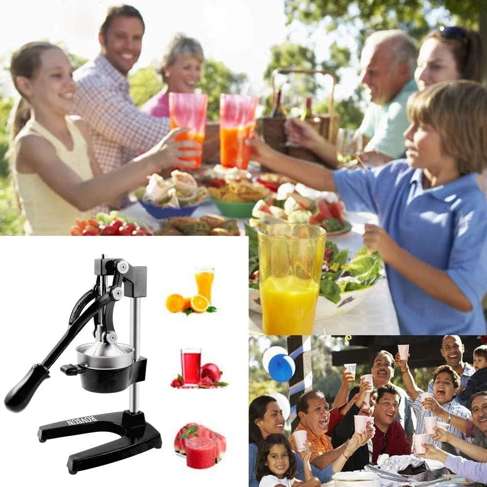 Cast Iron Manual Citrus Juicer – Heavy Duty Hand Press Lemon Lime Orange Squeezer with Stand, Commercial Grade for Home, Bar & Restaurant
