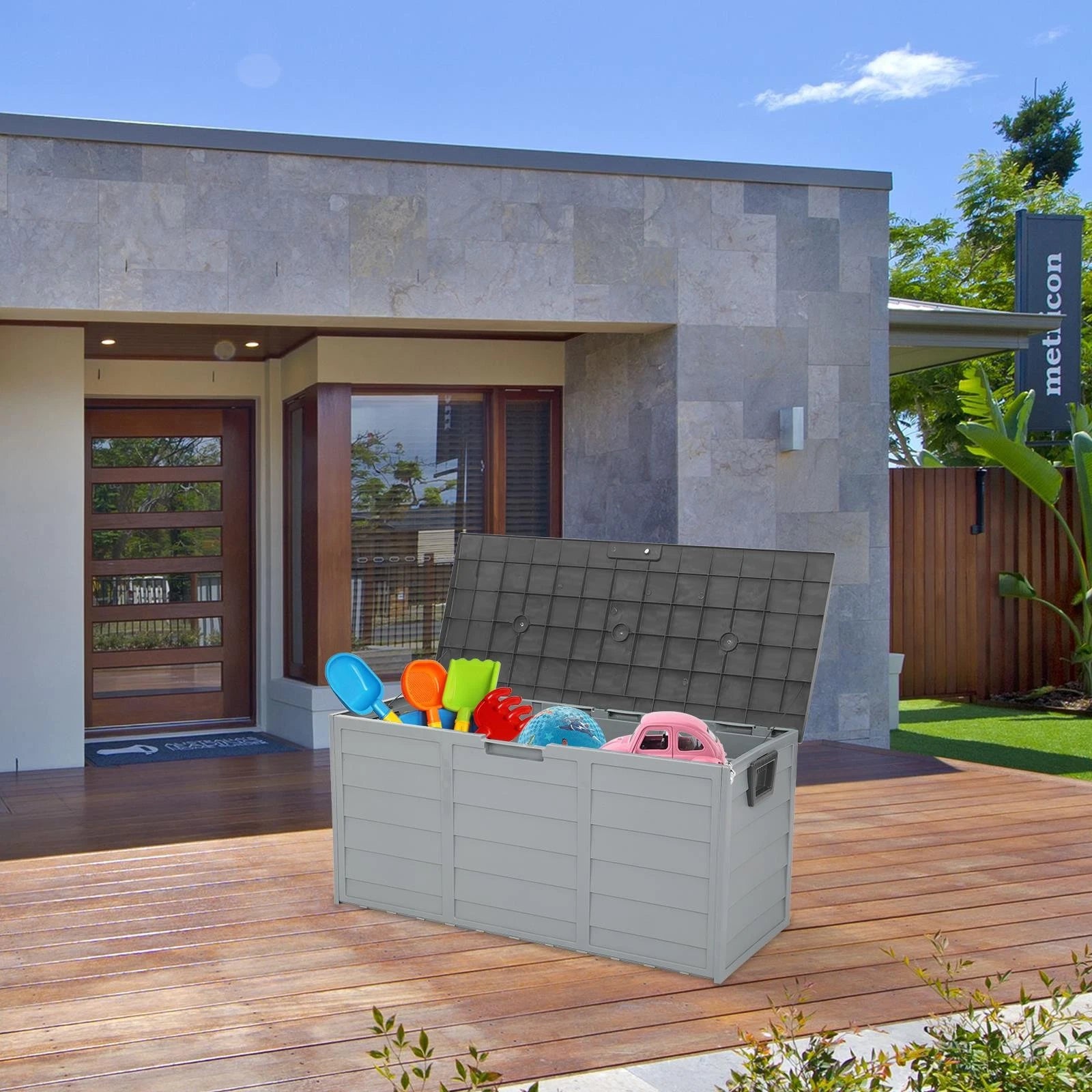 75 Gallon Outdoor Storage Deck Box with Wheels – Weatherproof Patio & Garden Storage Bin, 260L