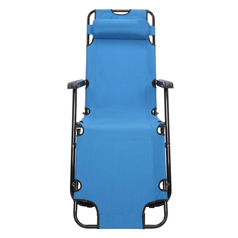Zero Gravity Chair Folding Recliner Blue Adjustable Outdoor New