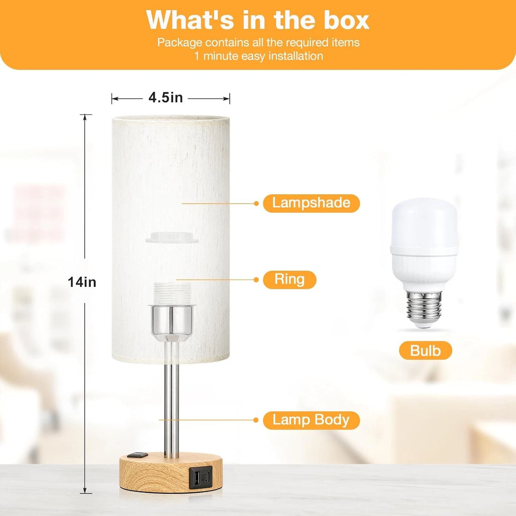 Touch Control Bedside Lamp with USB Charging Station – Modern LED Table Lamp