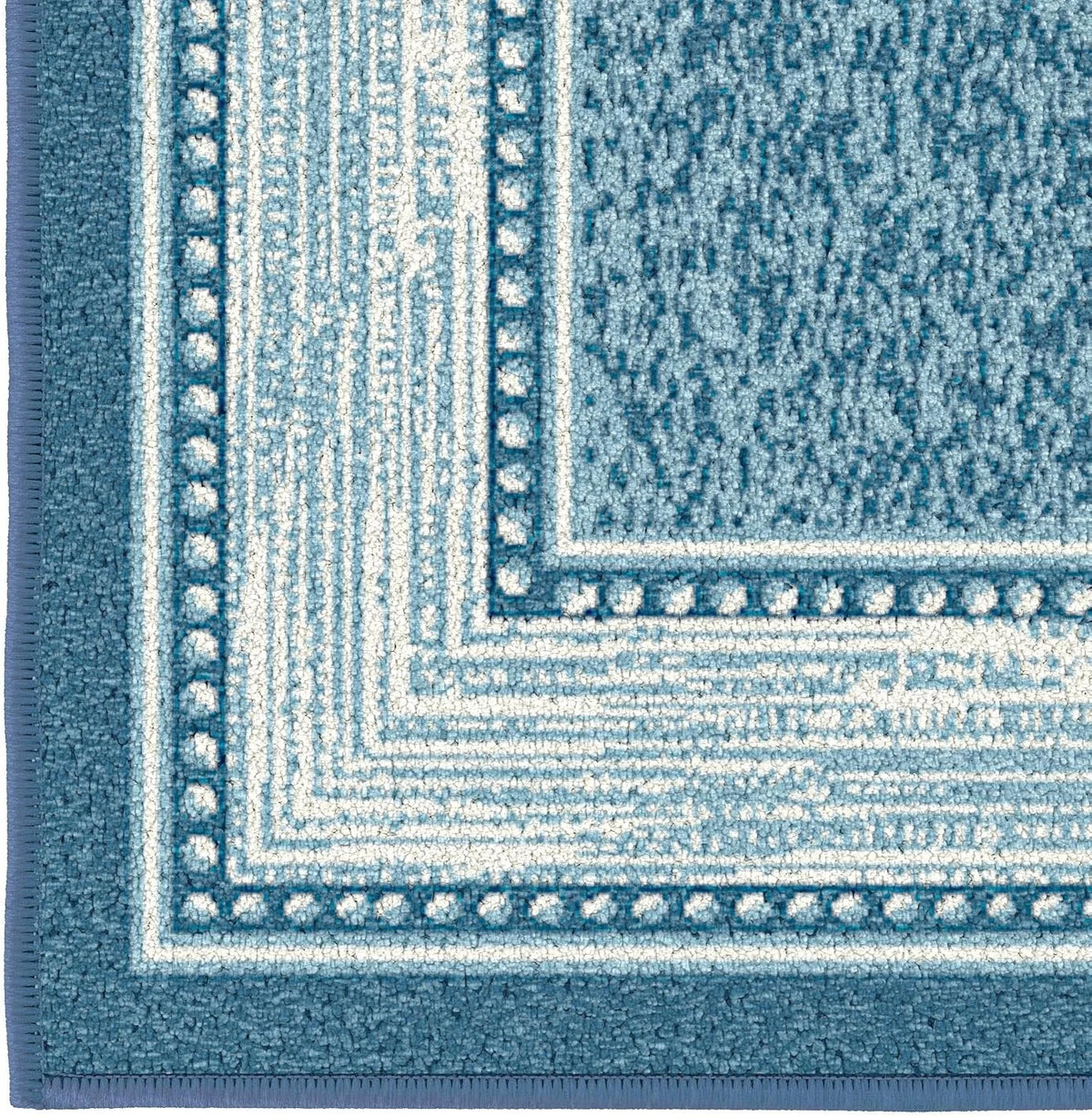 Kitchen Runner Rug 20" x 59" Non-Slip Border Blue Nylon Low Pile Hallway Runner