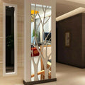 Modern Mirrored Tree Wall Sticker Silver Acrylic DIY Decor