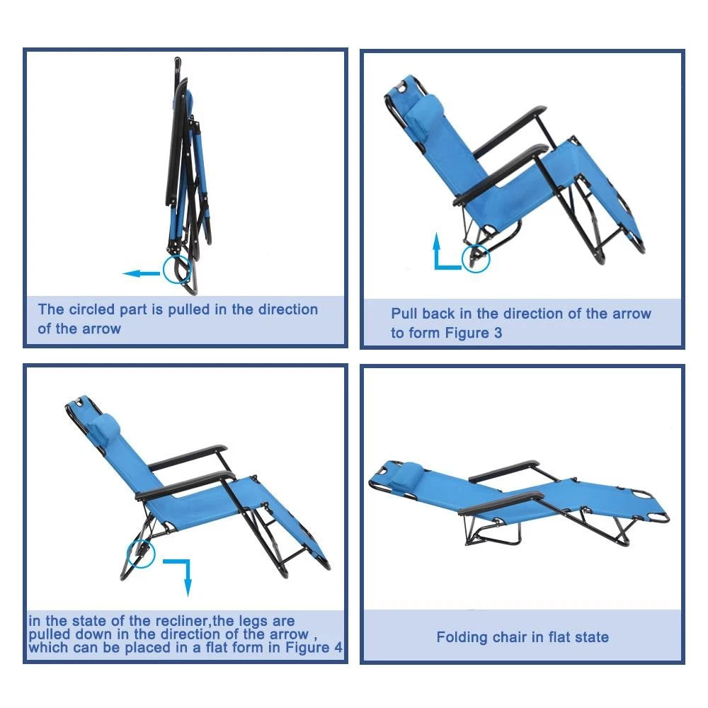 Zero Gravity Chair Folding Recliner Blue Adjustable Outdoor New