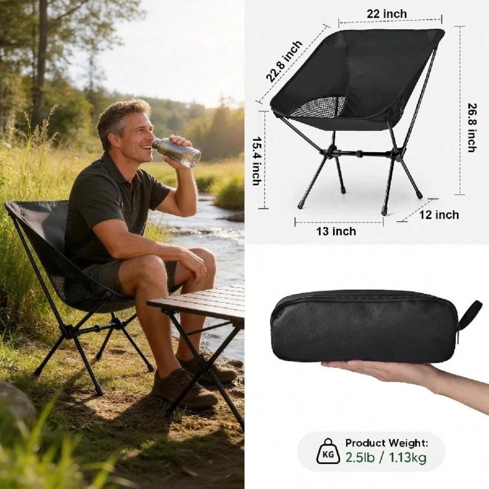 Collapsible Camp Chair with Carrying Bag – Lightweight Folding Outdoor Chair for Camping, Hiking & Beach