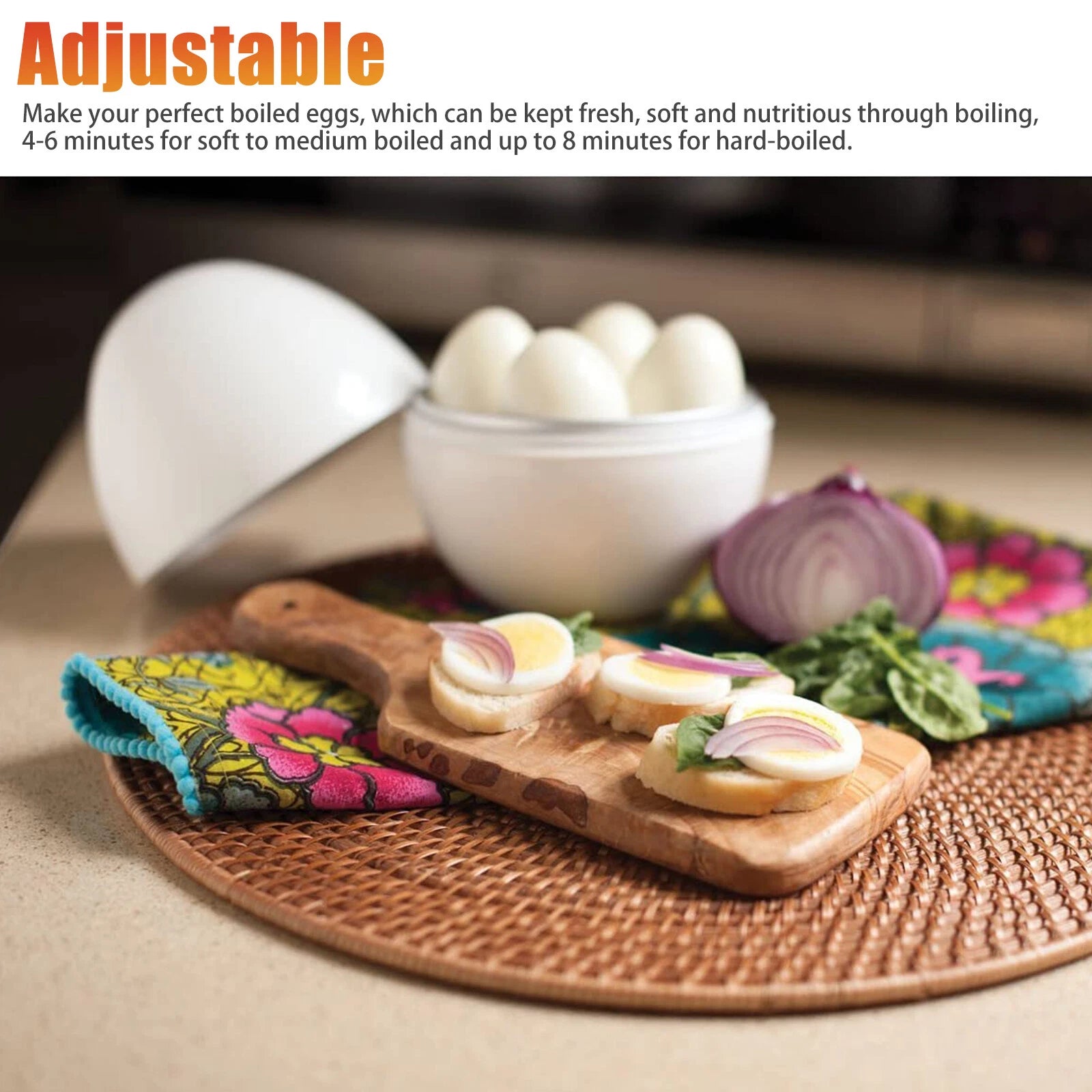 Egg Boiler Microwave Cooker Steamer for 4 Eggs Hard Soft Boiled No Pierce