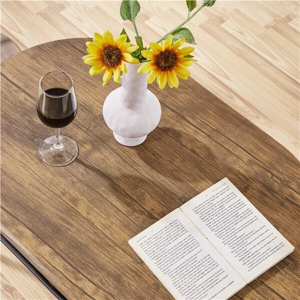 3-Piece Oval Dining Table Set w/ 2 Chairs, Storage Shelf, Small Space Kitchen