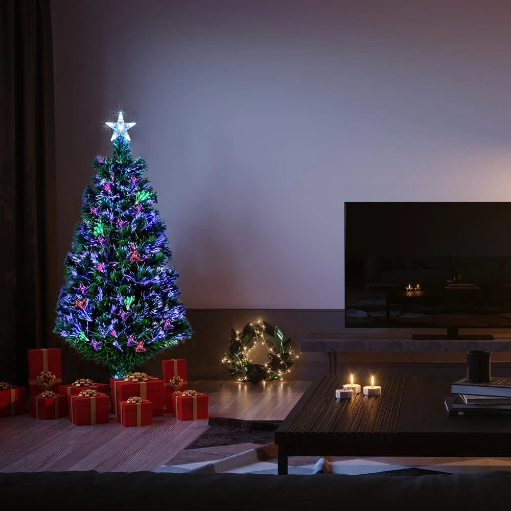 6FT Pre-Lit Artificial Christmas Tree – Fiber Optic Color-Changing LED Lights, 230 Branches