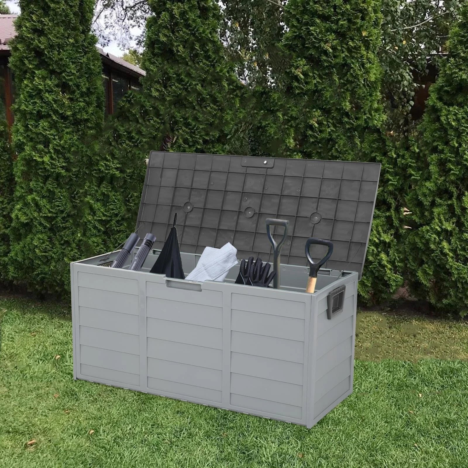 75 Gallon Outdoor Storage Deck Box with Wheels – Weatherproof Patio & Garden Storage Bin, 260L