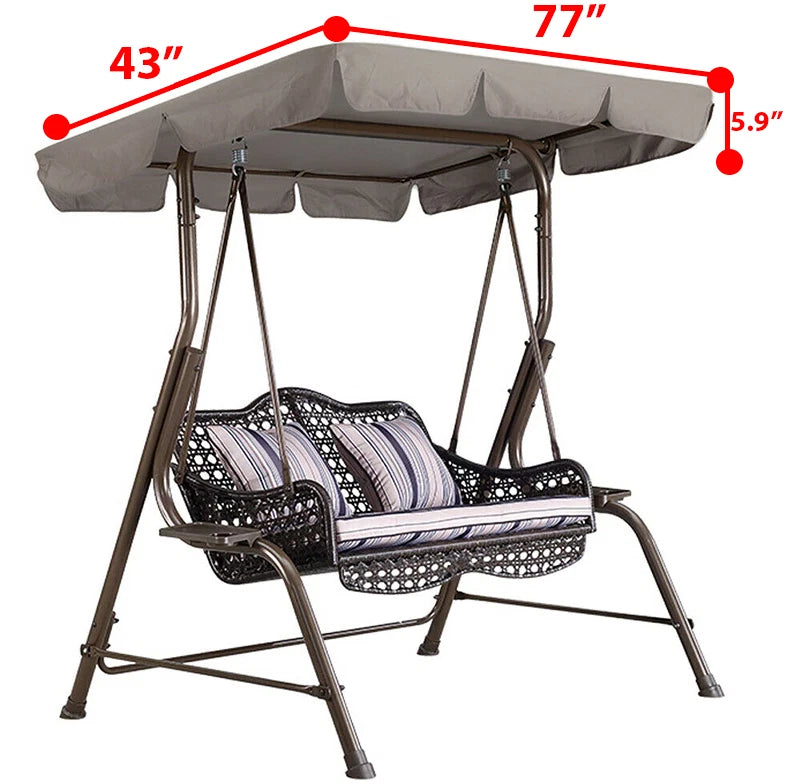 Patio Swing Canopy Replacement Cover – Waterproof UV-Protection Top, 77x43 in Gray