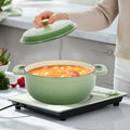 5QT Green Enameled Cast Iron Dutch Oven with Lid – Oven-Safe Round Pot for Bread, Stews & Braising