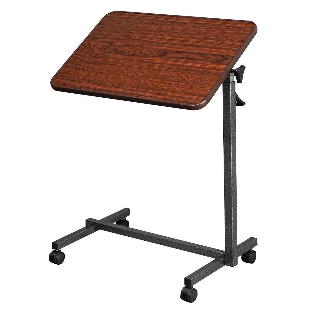 Adjustable Height Mobile Laptop Stand – Rolling Over-Bed Table with Tilting Top & Wheels, 27"-44