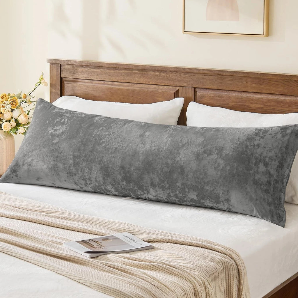 Luxury Velvet Body Pillow Case Zipper Solid Color Cover 4x24