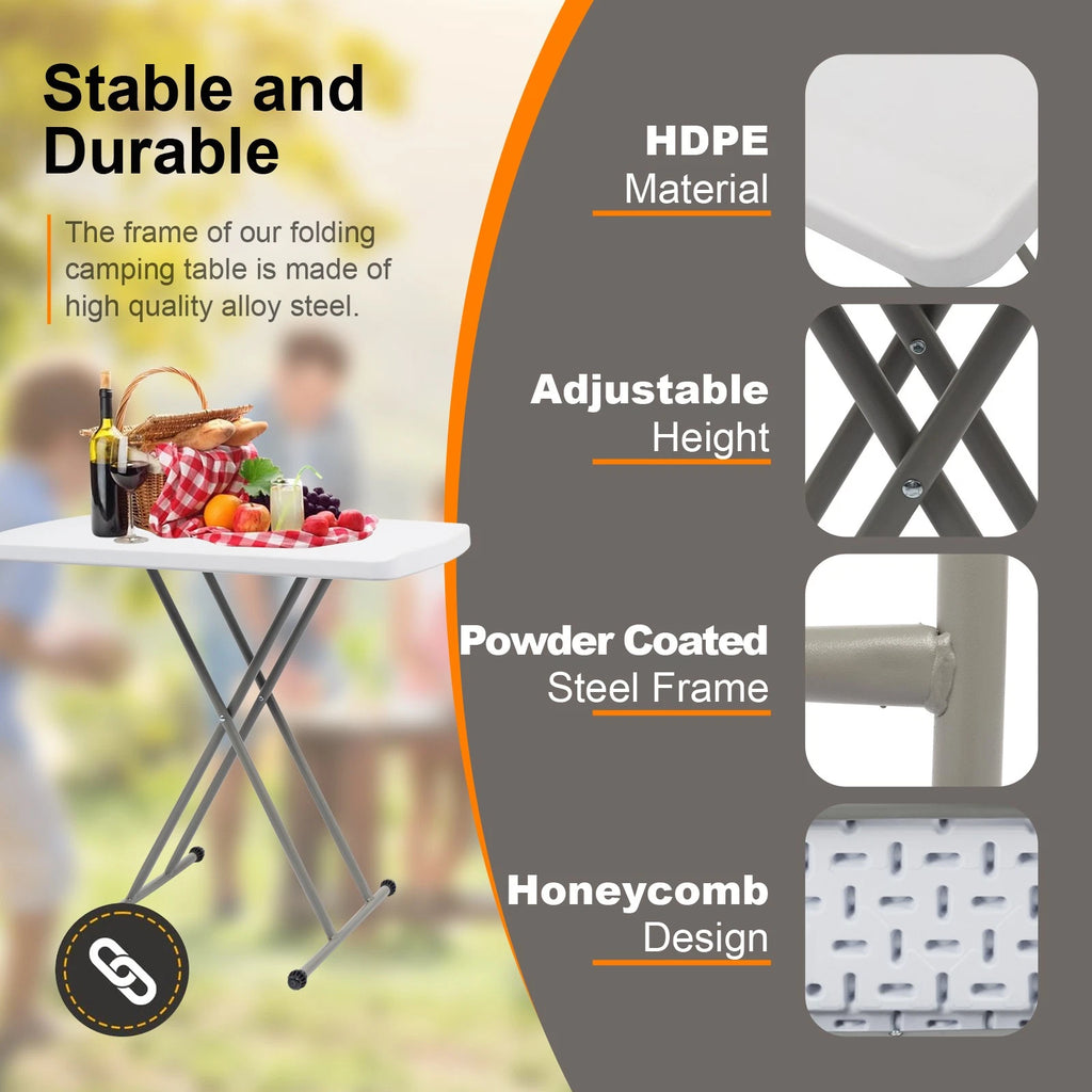 Portable Folding Table with Adjustable Height | Lightweight HDPE Table for Indoor & Outdoor Use