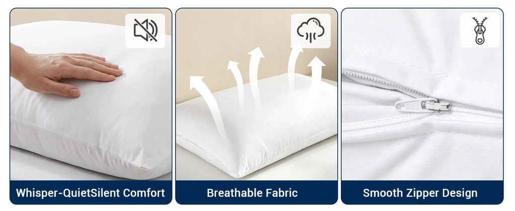 Waterproof Pillow Protector Cover – Zippered, Noiseless & Breathable 4x24