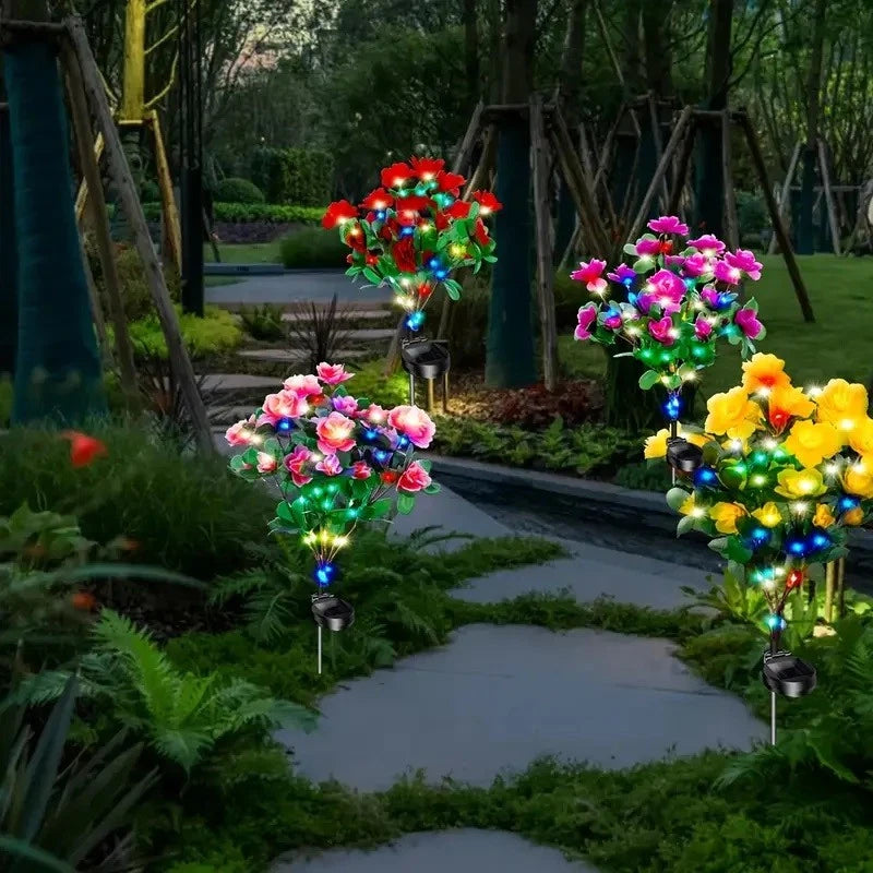 Solar Flower Stake Lights – LED Garden Decor, Waterproof Outdoor Yard Lamp, Color-Changing
