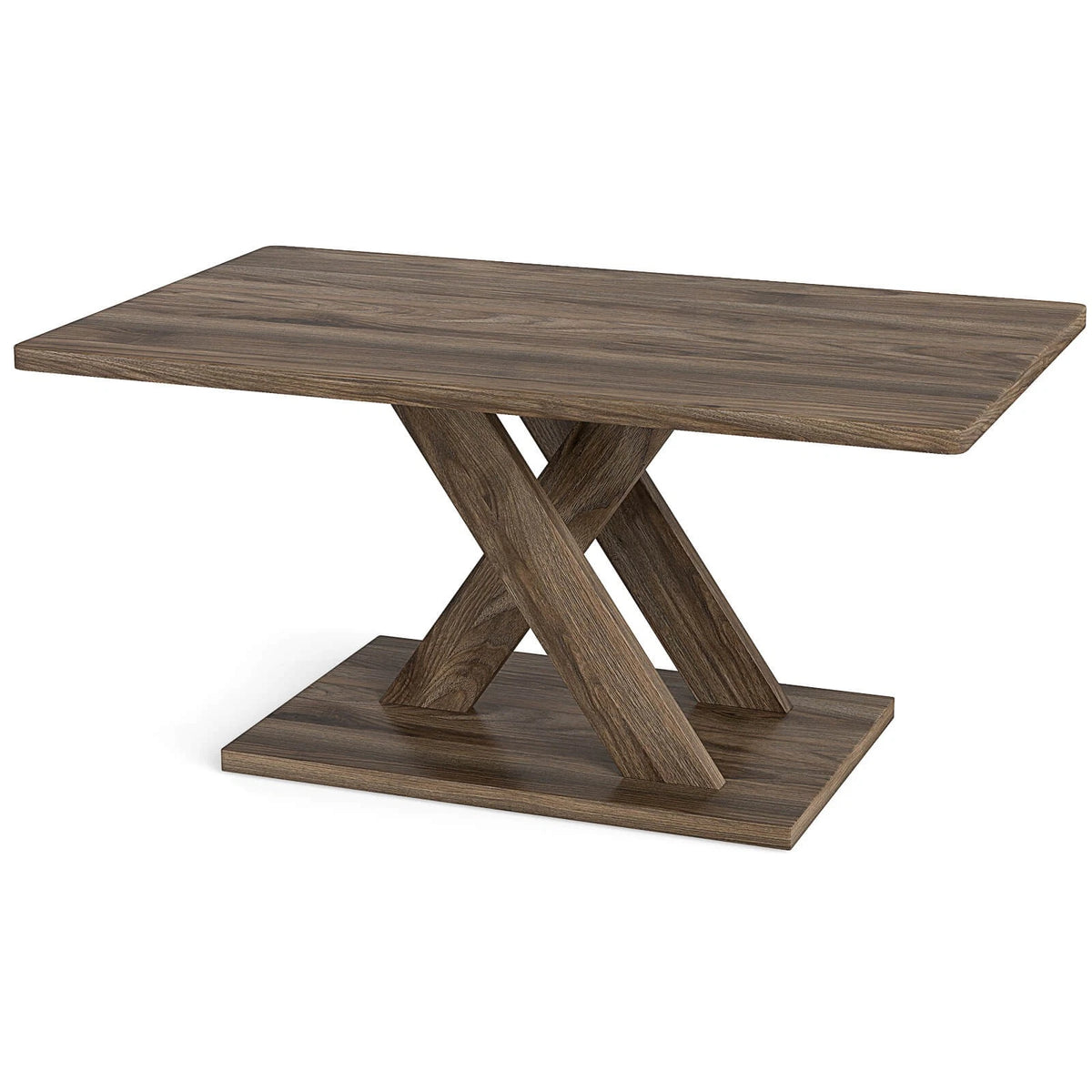 37.5" Modern Coffee Table – Rustic Wood, Stable Base