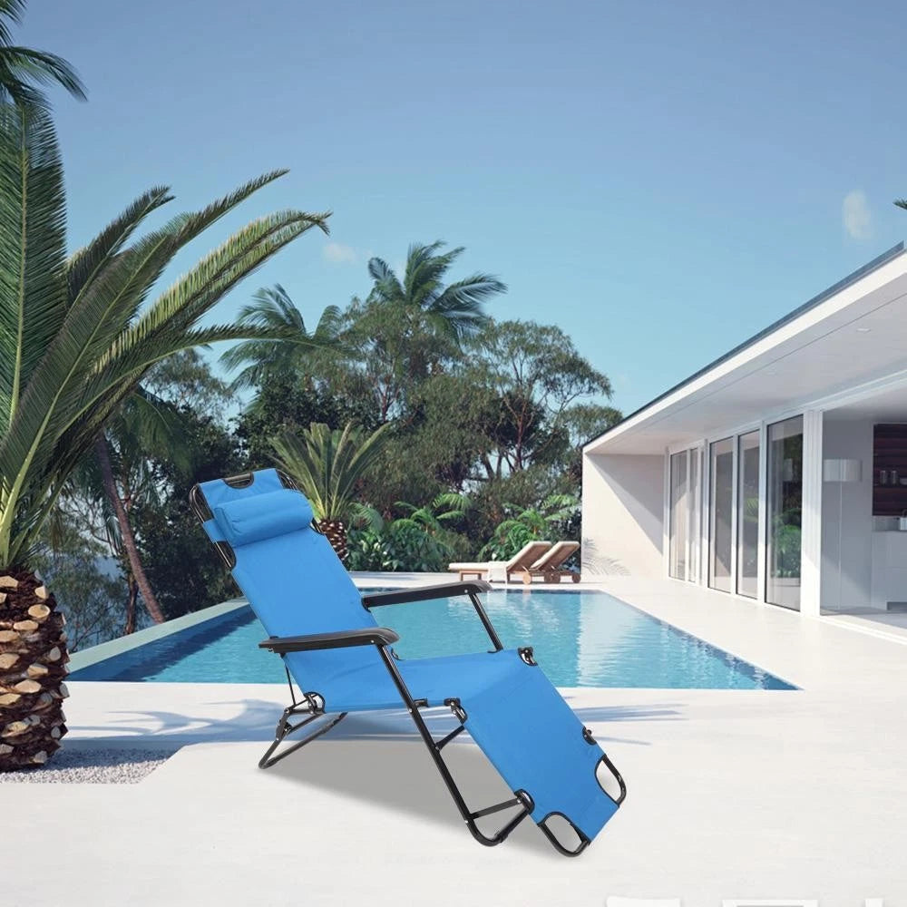Zero Gravity Chair Folding Recliner Blue Adjustable Outdoor New