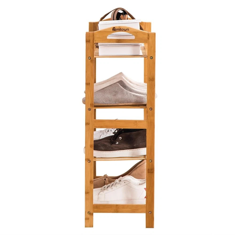 4-Tier Bamboo Shoe Rack – Space-Saving Storage Organizer for Entryway, Closet & Living Room