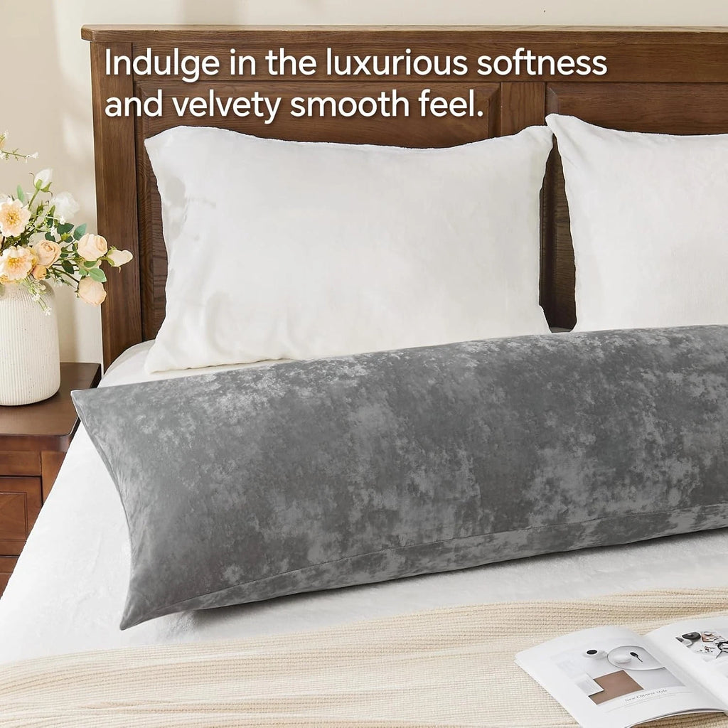 Luxury Velvet Body Pillow Case Zipper Solid Color Cover 4x24