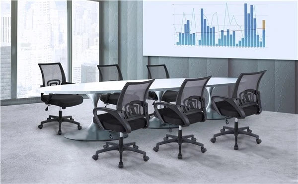 Black Rolling Office Chair – Swivel Mesh Task Chair with Lumbar Support for Desk, Computer & Study Room