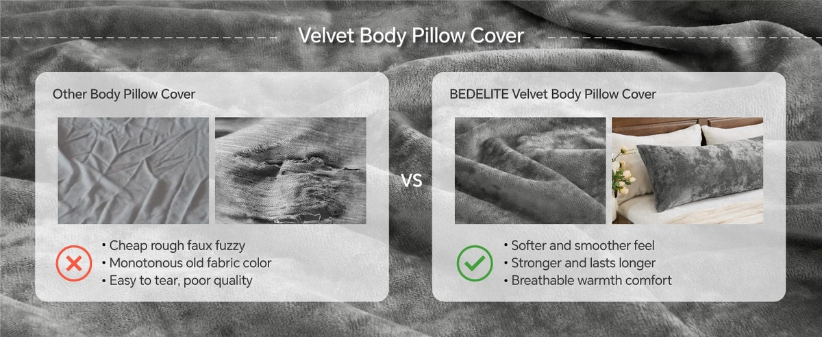 Luxury Velvet Body Pillow Case Zipper Solid Color Cover 4x24