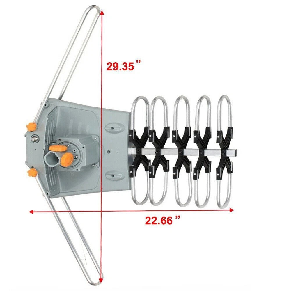 Long-Range Outdoor TV Antenna – 990 Miles, Motorized 360° Rotation, 36dB Amplifier, 4K/1080P HD, VHF/UHF/FM