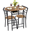 3-Piece Oval Dining Table Set w/ 2 Chairs, Storage Shelf, Small Space Kitchen
