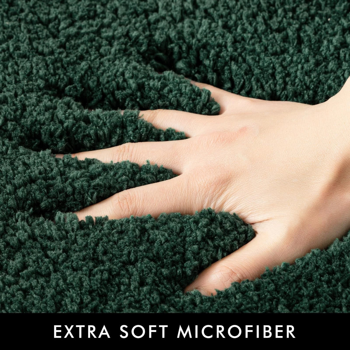 2 Piece Bathroom Rug Set 16" x 24" Soft Microfiber Bath Mats, Non-Slip, Ultra Absorbent, Quick Dry, Washable Bathroom Floor Mats, Dark Green