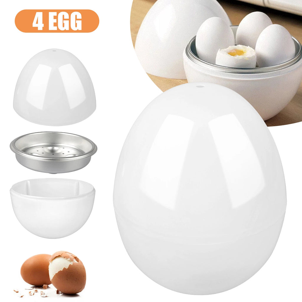 Egg Boiler Microwave Cooker Steamer for 4 Eggs Hard Soft Boiled No Pierce