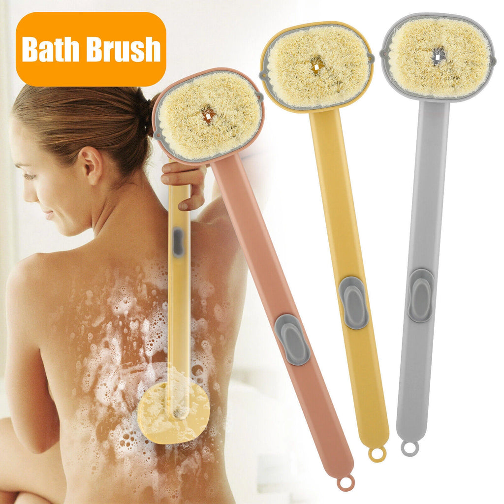 Back Scrubber Long Handle Bath Brush Liquid Soap Dispenser Body Exfoliator
