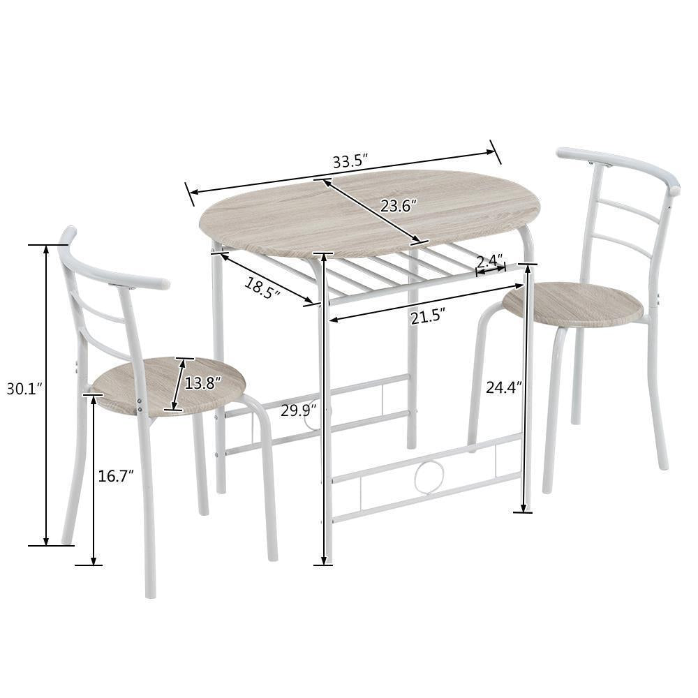 Modern 3-Piece Dining Set – Table & 2 Chairs, Space-Saving Design for Kitchen, Breakfast Nook & Small Spaces
