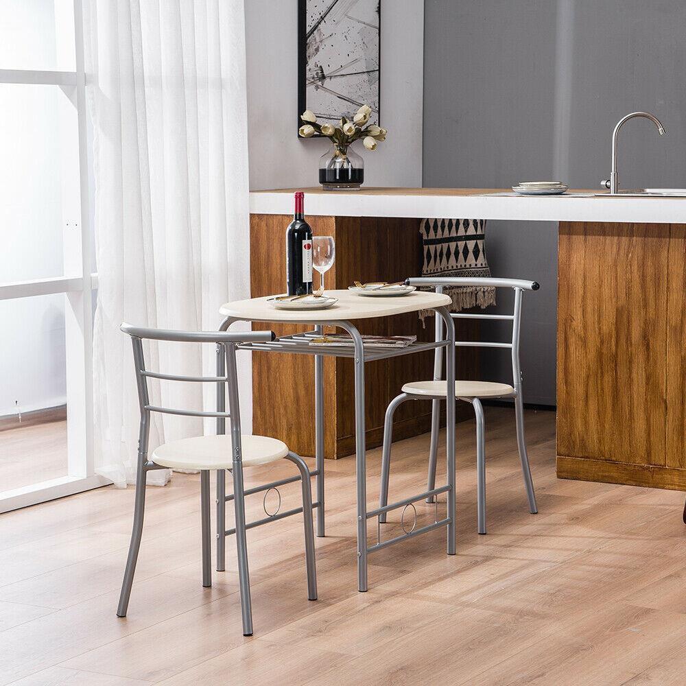 Modern 3-Piece Dining Set – Table & 2 Chairs, Space-Saving Design for Kitchen, Breakfast Nook & Small Spaces