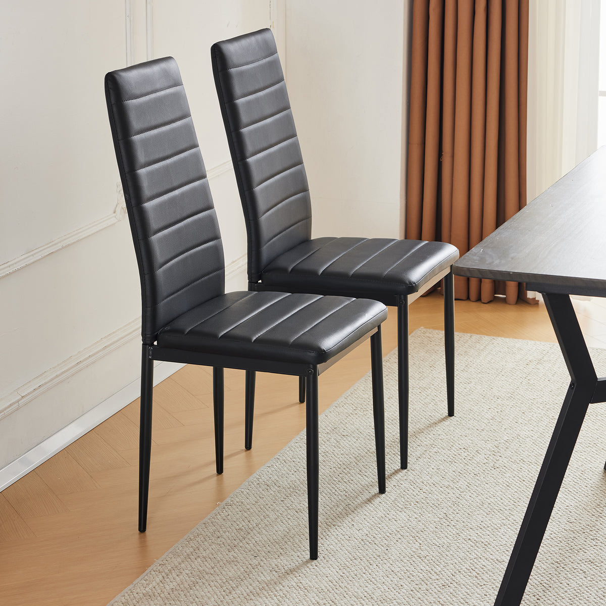 PU Leather Dining Chairs (4-Pack) – Curved Ergonomic Design for Kitchen, Dining & Living Room